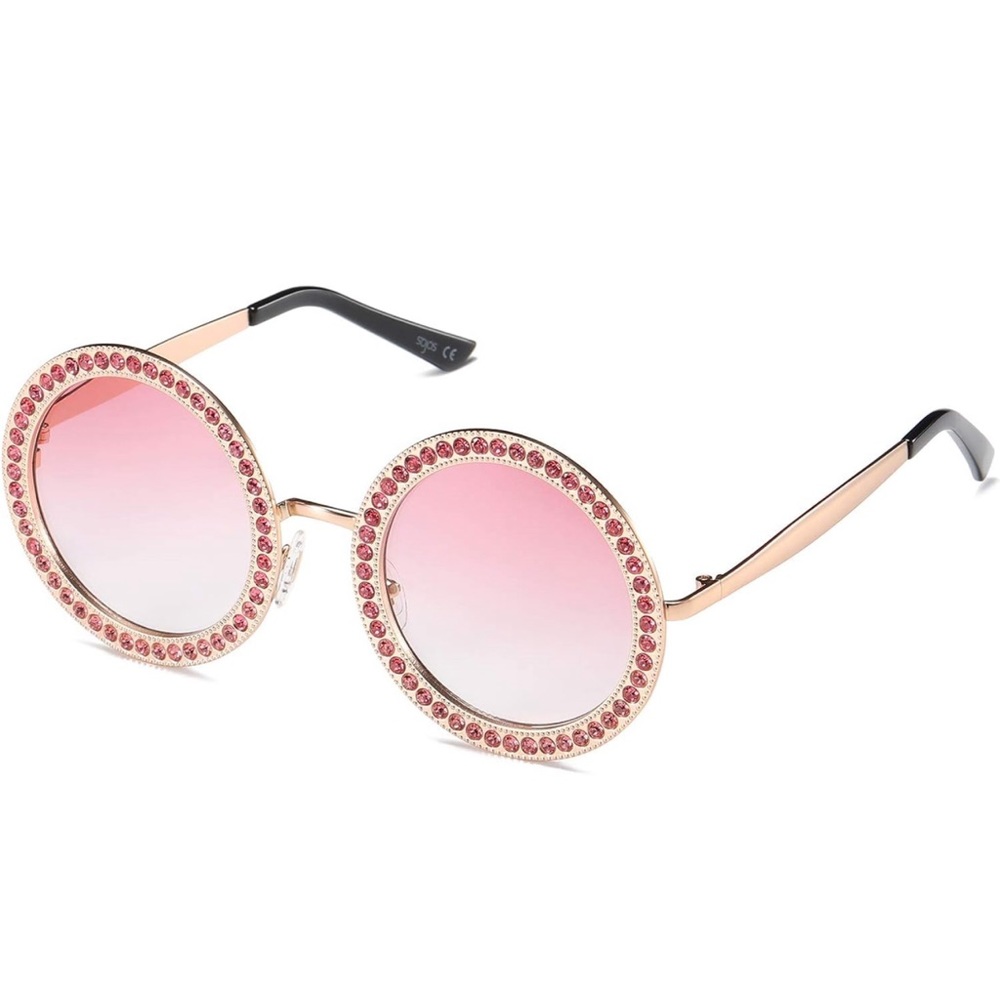SOJOS Shining Oversized Round Rhinestone Sunglasses